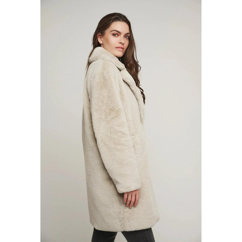 Geppe Midi Legnth Faux Fur Jacket Birch - AgathaBoutiqueLtd