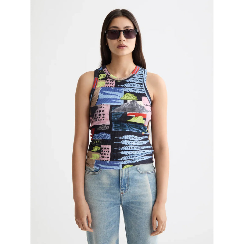 Printed Tank Mulitcolour Scotch Print