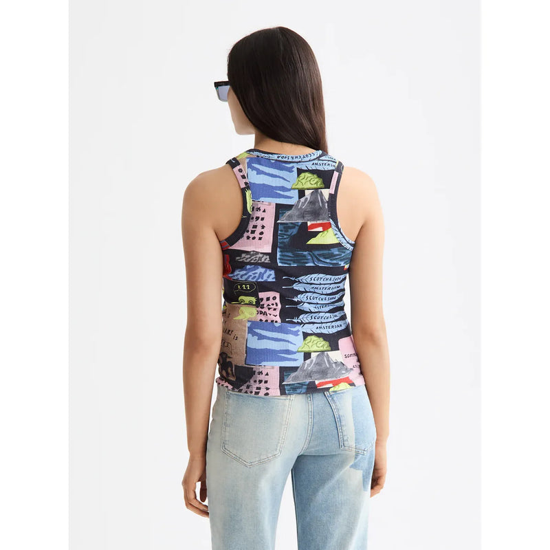 Printed Tank Mulitcolour Scotch Print