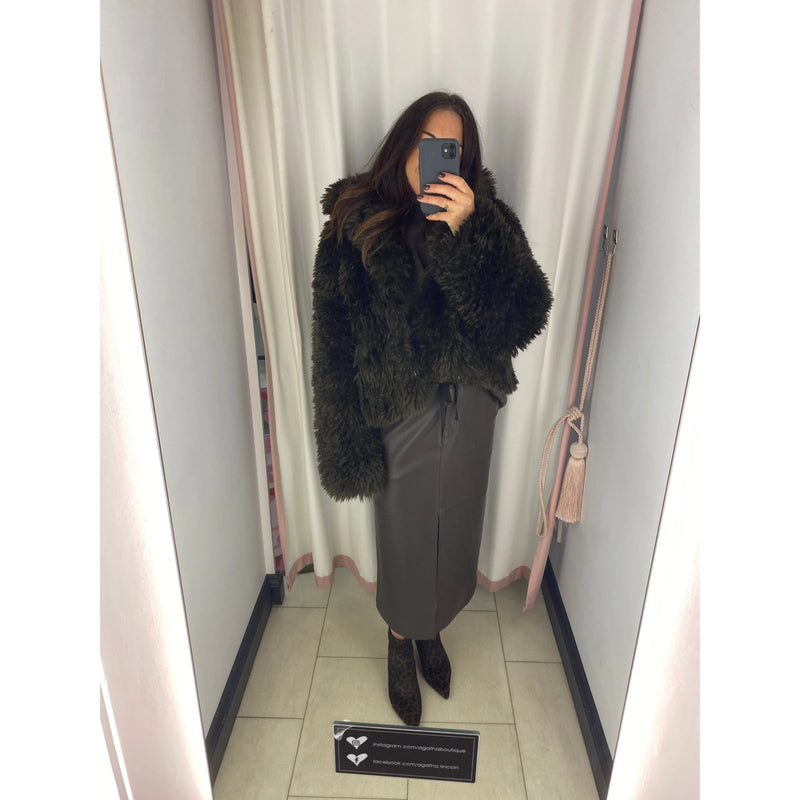 PU Midi Skirt Brown