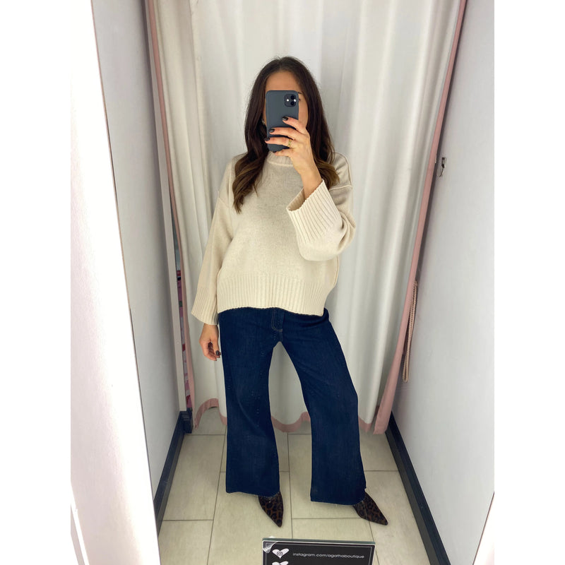 Amelia Wool Knitted Sweater Cream