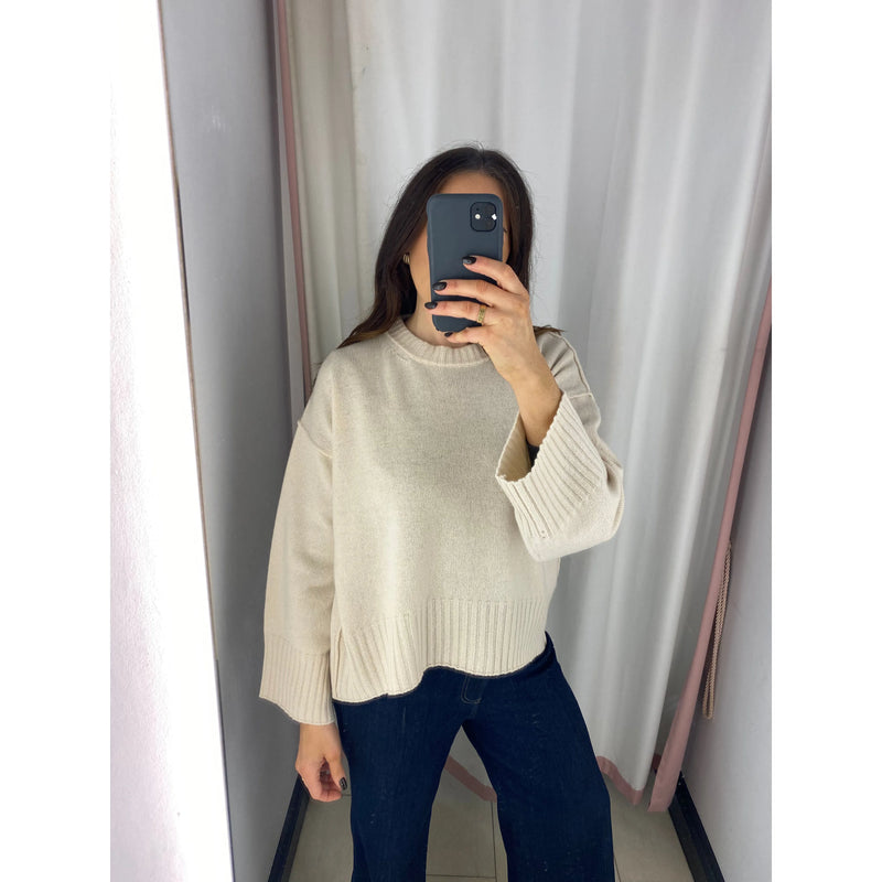 Amelia Wool Knitted Sweater Cream