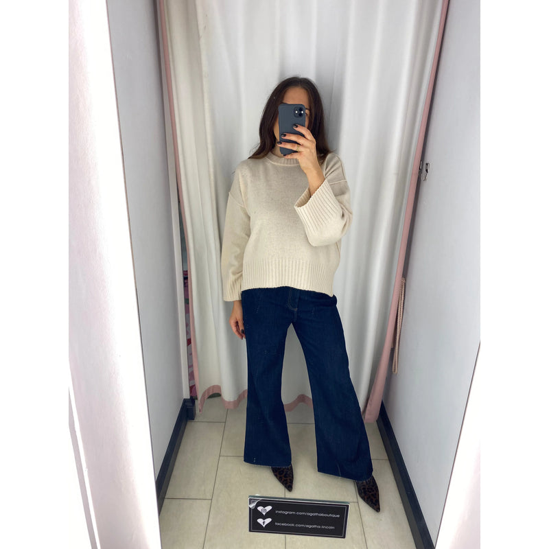 Amelia Wool Knitted Sweater Cream