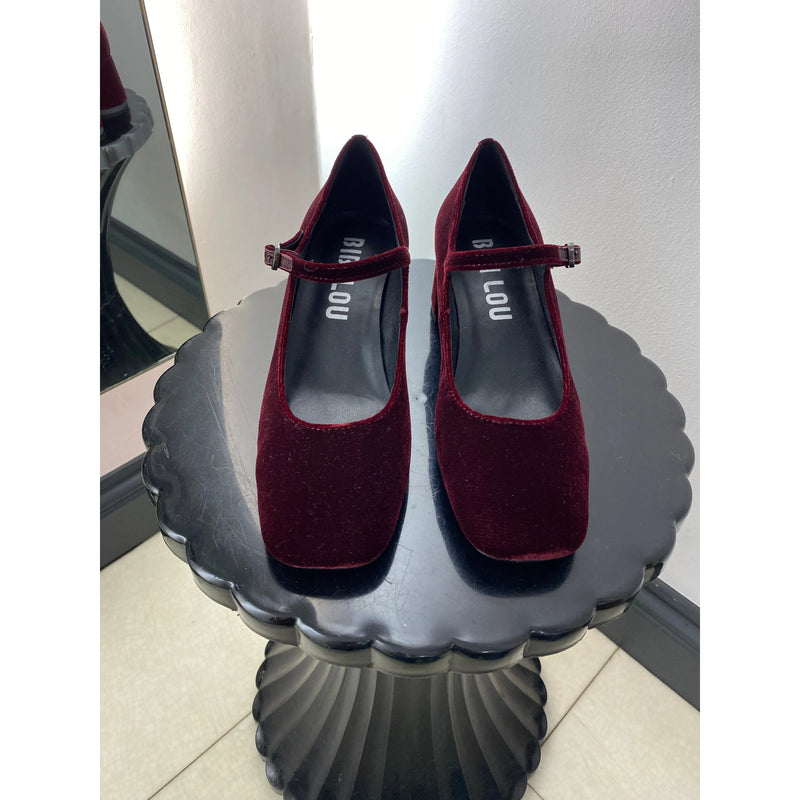 Velvet Heeled Pump Wine