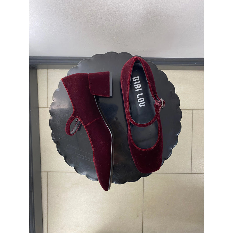 Velvet Heeled Pump Wine