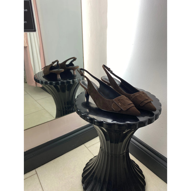 Kid Suede Pump Dark Brown