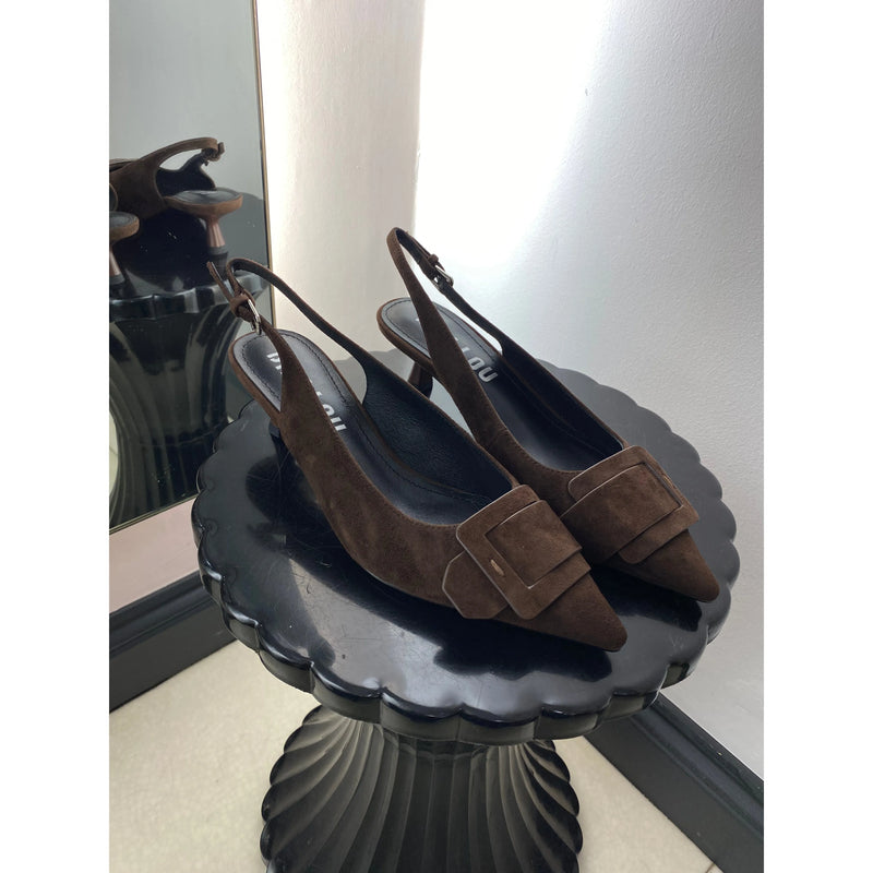 Kid Suede Pump Dark Brown