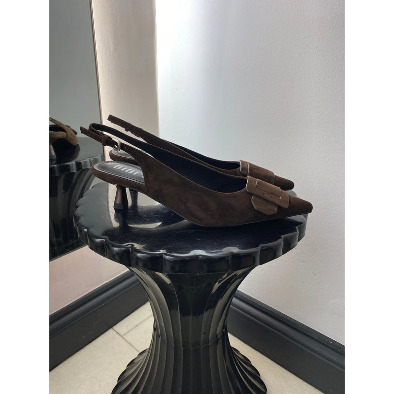 Kid Suede Pump Dark Brown