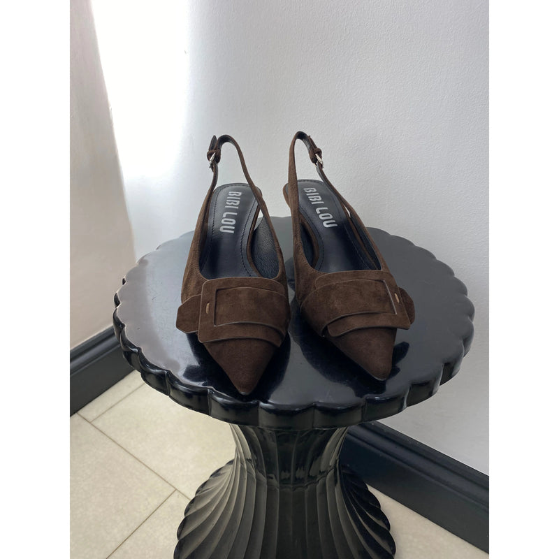 Kid Suede Pump Dark Brown