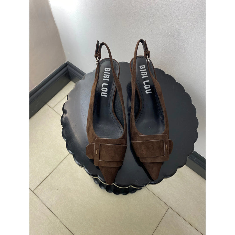 Kid Suede Pump Dark Brown