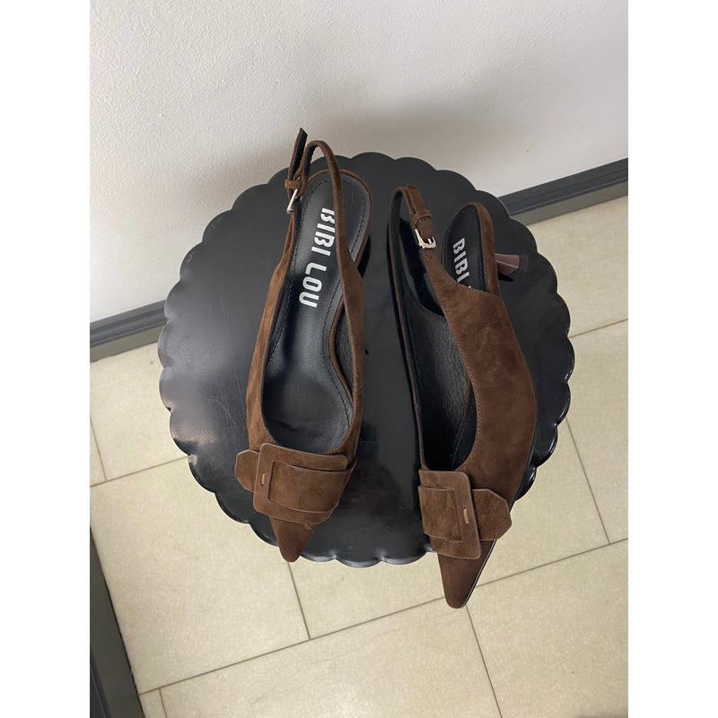 Kid Suede Pump Dark Brown