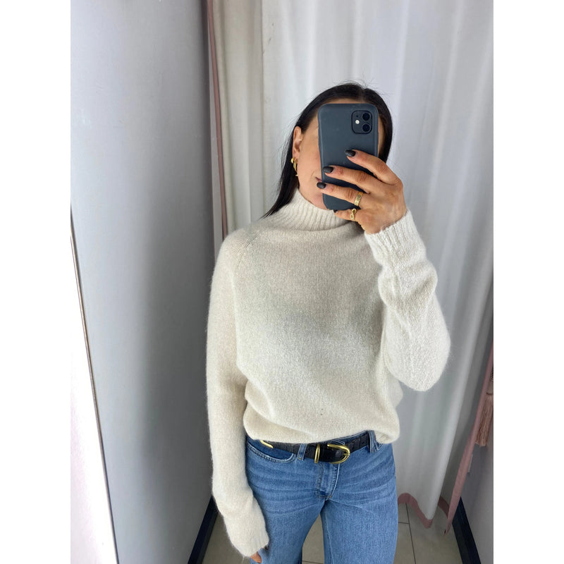 Glitter Detail Knit Sweatshirt Beige
