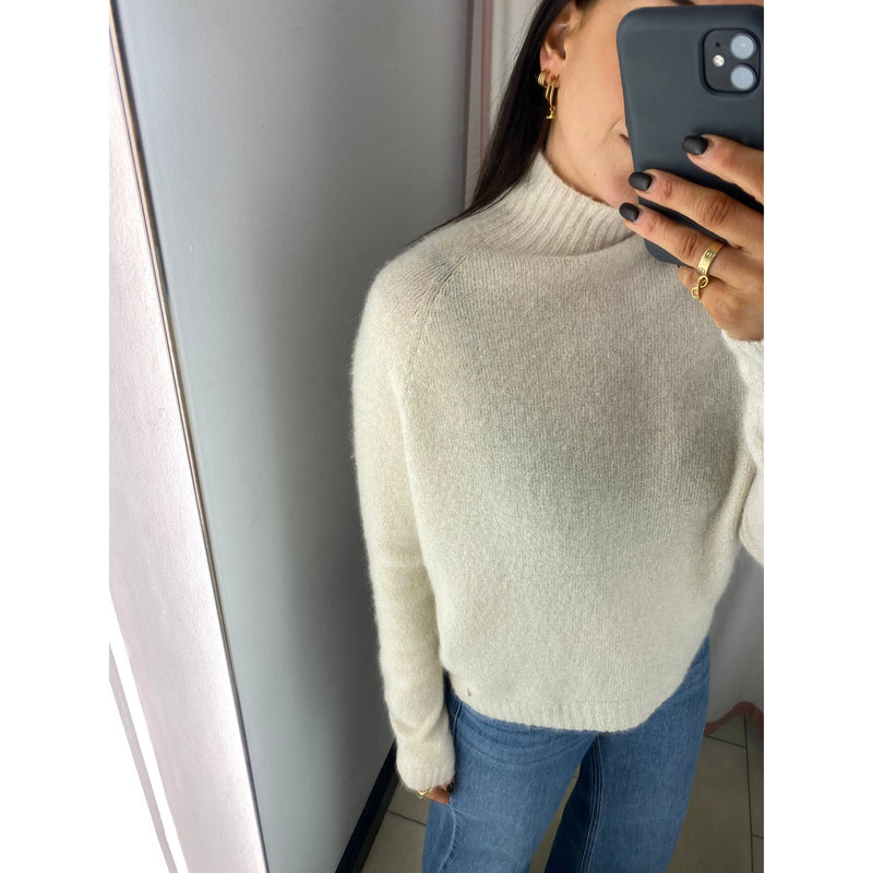 Glitter Detail Knit Sweatshirt Beige