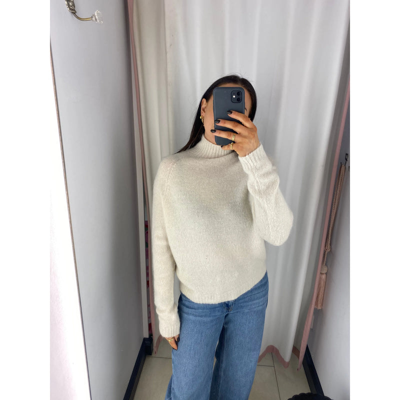 Glitter Detail Knit Sweatshirt Beige