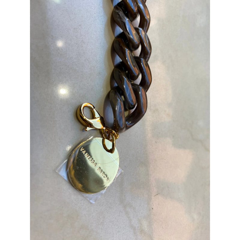 Flat Chain Bracelet Dark Brown