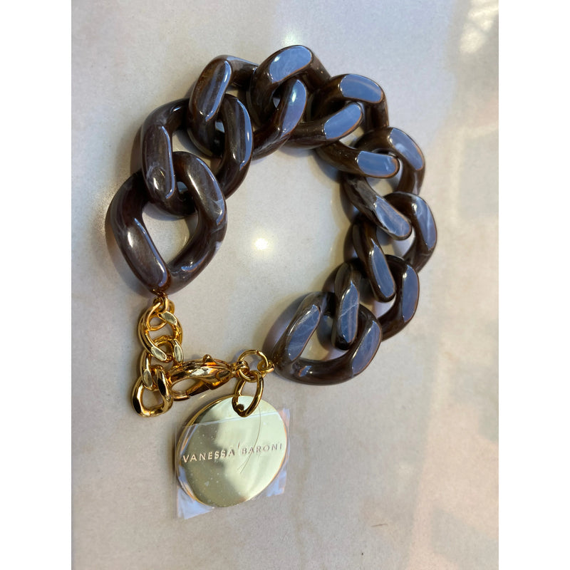 Flat Chain Bracelet Dark Brown