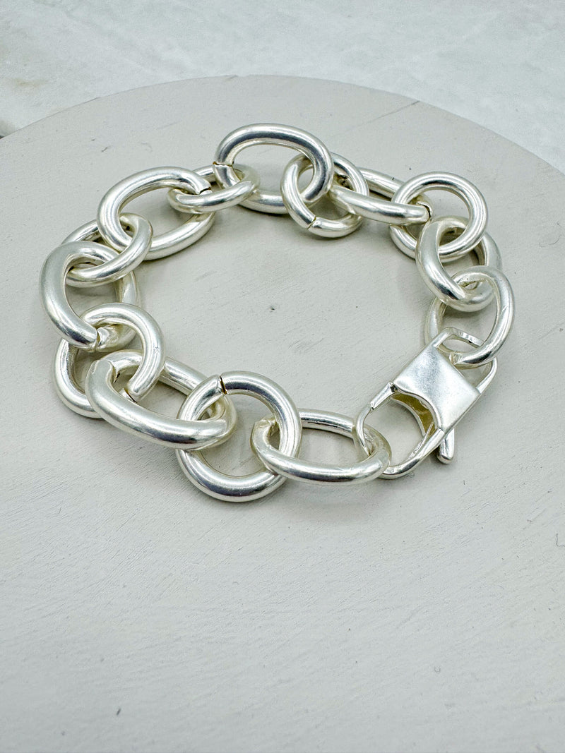 Portia Chunky Link Bracelet Silver Plated