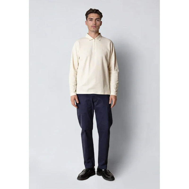 Joss Long Sleeve Cotton Polo Ecru