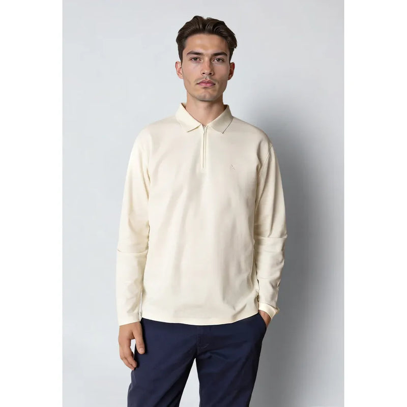 Joss Long Sleeve Cotton Polo Ecru