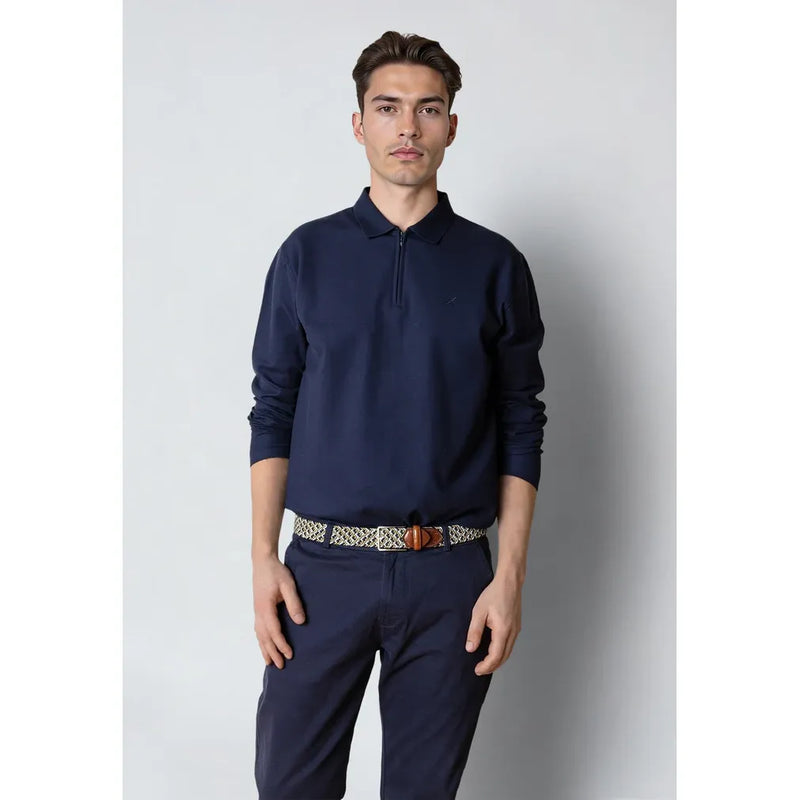 Joss Long Sleeve Cotton Polo Navy