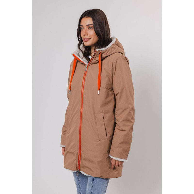 Javin Reversible Mid Length Coat With Hood Twig/Birch