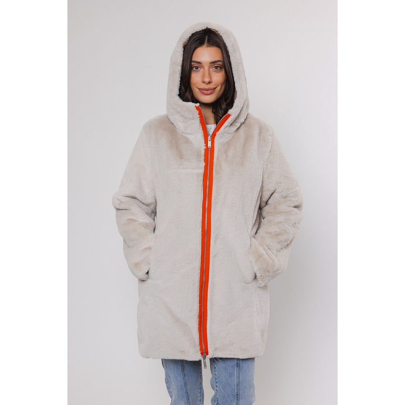 Javin Reversible Mid Length Coat With Hood Twig/Birch