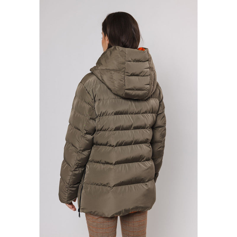 Jolanda Reversible Short Padded Hooded Coat Green Orange