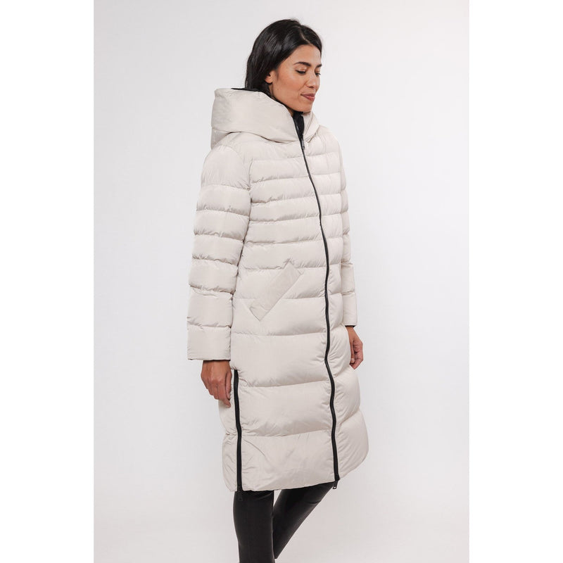 Keila Reversible Long Padded Hooded Coat Stone & Black