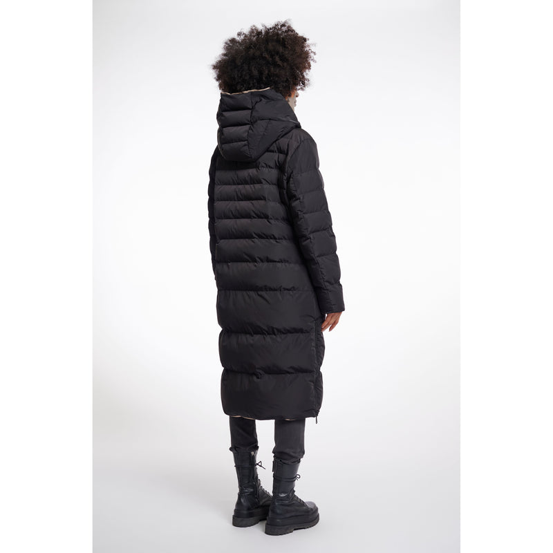 Keila Reversible Long Coat Black/Tan