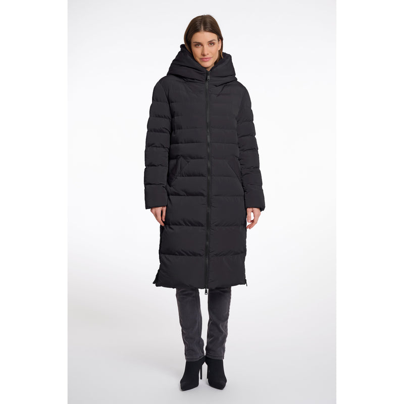 Keila Long Padded Coat With Faux Fur Black