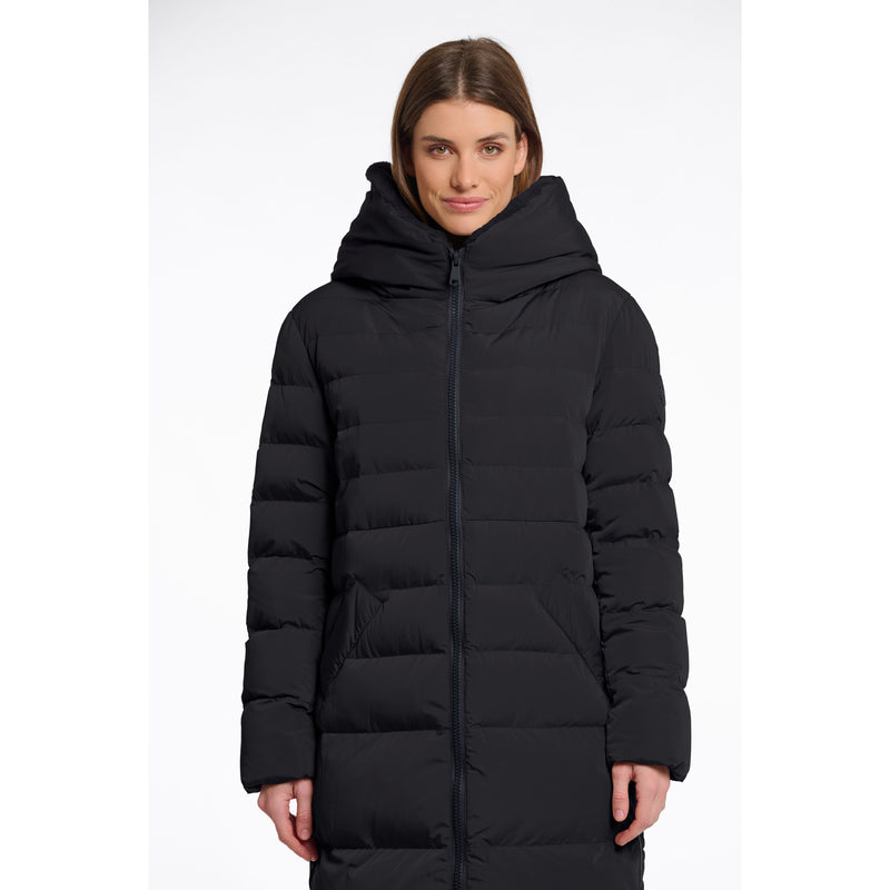 Keila Long Padded Coat With Faux Fur Black