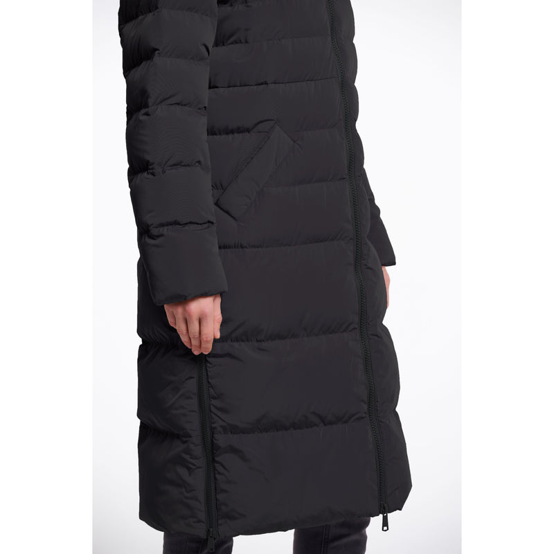 Keila Long Padded Coat With Faux Fur Black