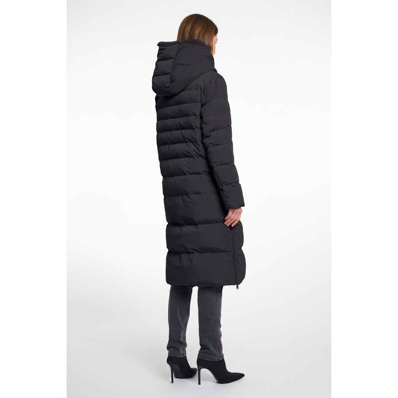Keila Long Padded Coat With Faux Fur Black