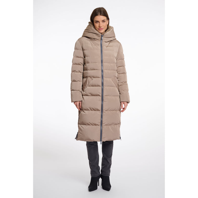 Keila Long Padded Coat With Faux Fur Toffee