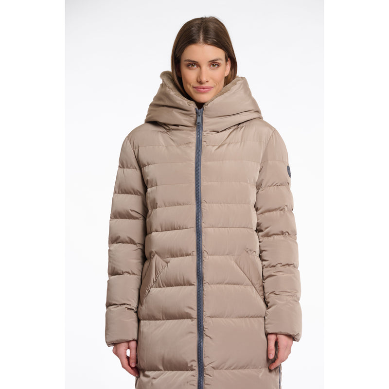 Keila Long Padded Coat With Faux Fur Toffee