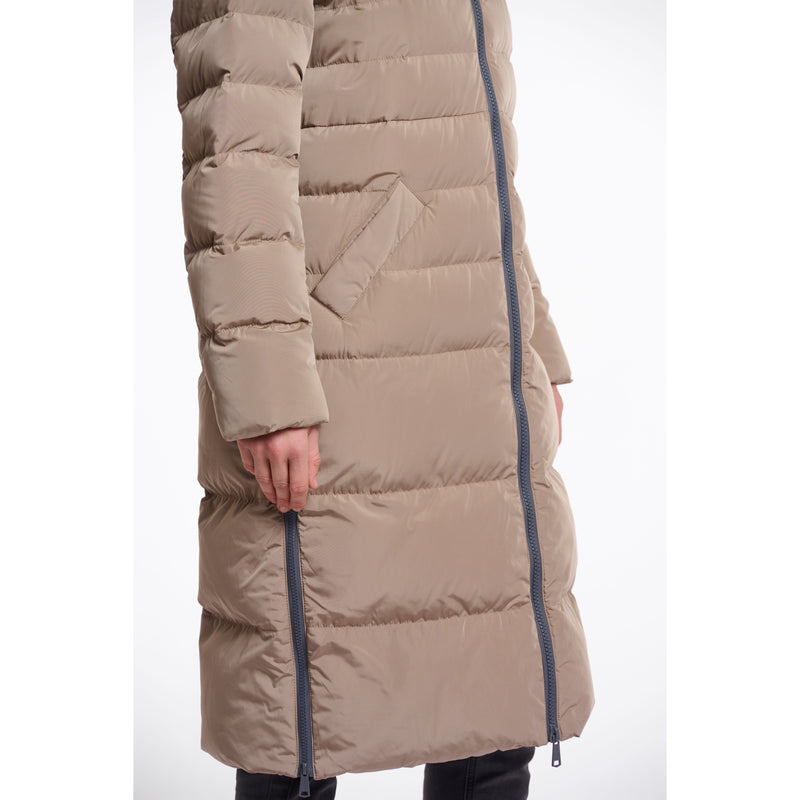 Keila Long Padded Coat With Faux Fur Toffee