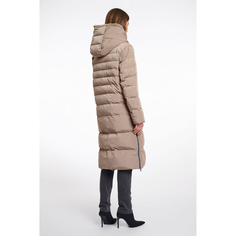Keila Long Padded Coat With Faux Fur Toffee