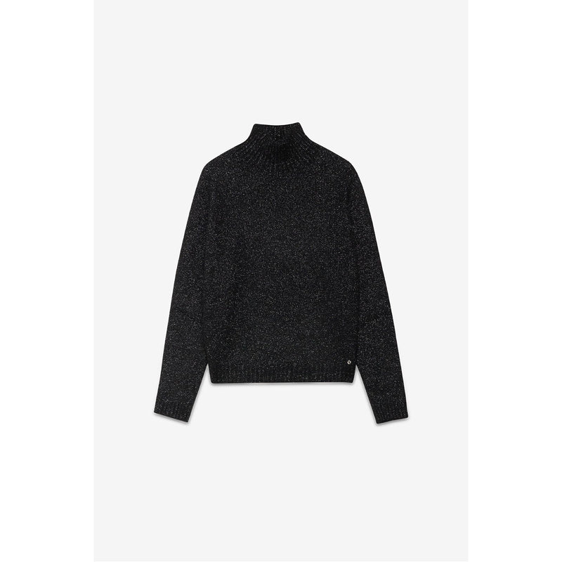 Glitter Detail Knit Sweatshirt Black