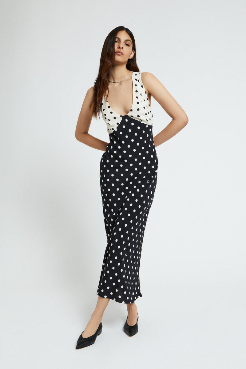 Polkadot Viscose Dress Monochrome Black/White