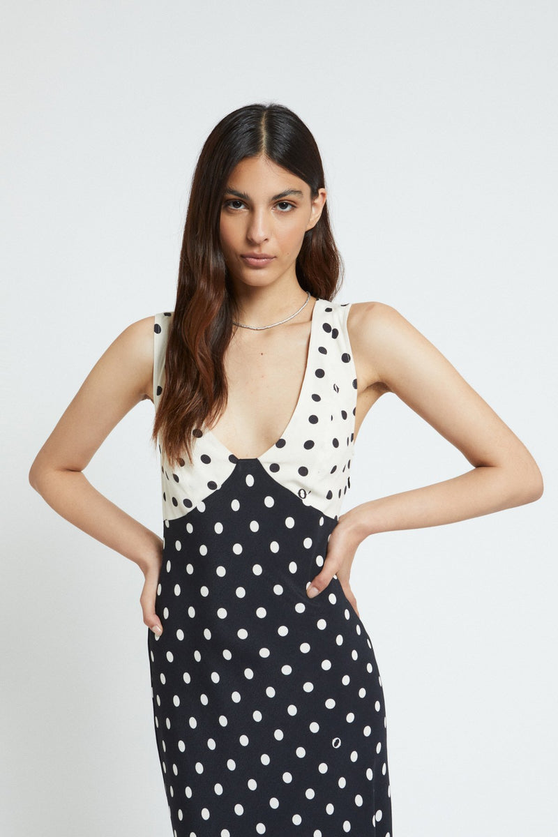 Polkadot Viscose Dress Monochrome Black/White