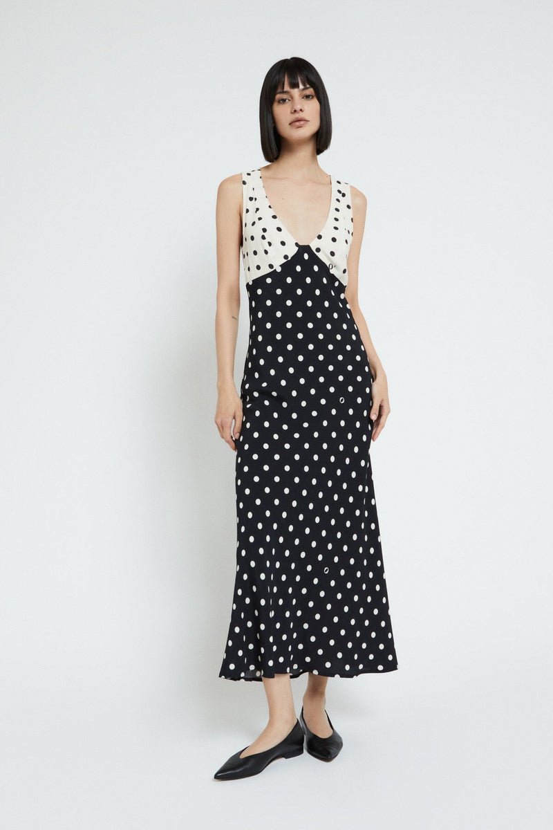 Polkadot Viscose Dress Monochrome Black/White