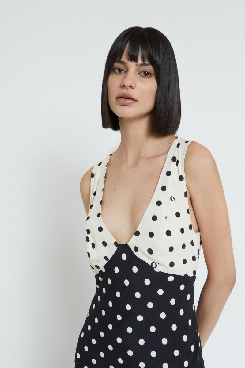 Polkadot Viscose Dress Monochrome Black/White