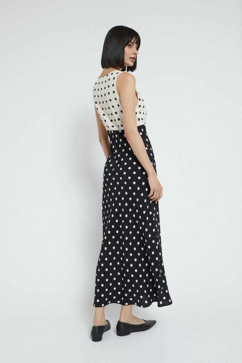 Polkadot Viscose Dress Monochrome Black/White