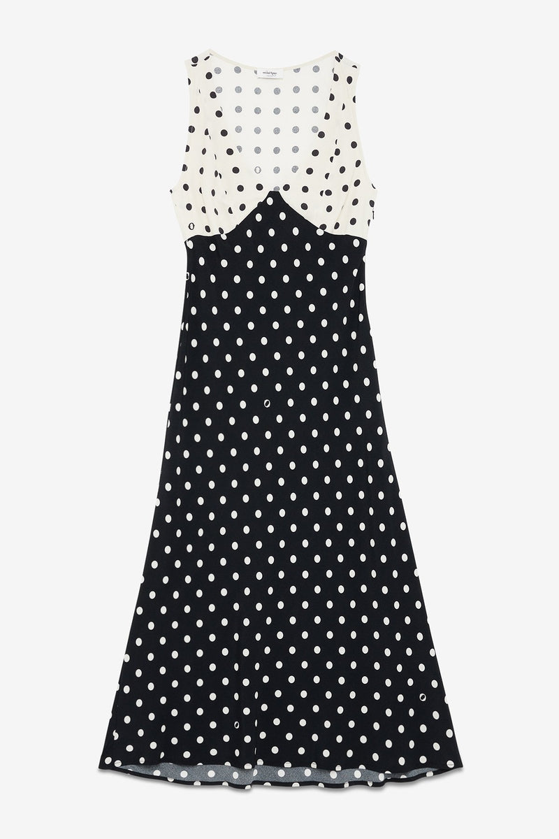 Polkadot Viscose Dress Monochrome Black/White