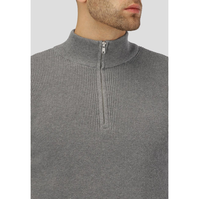 Mario Half Zip Knit Light Grey Melange