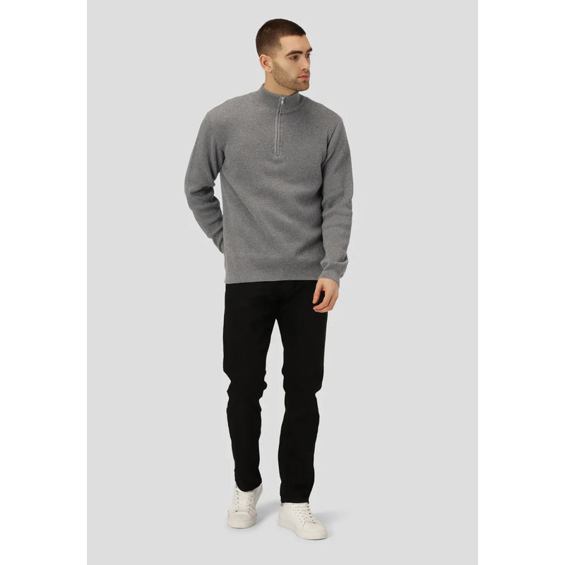 Mario Half Zip Knit Light Grey Melange