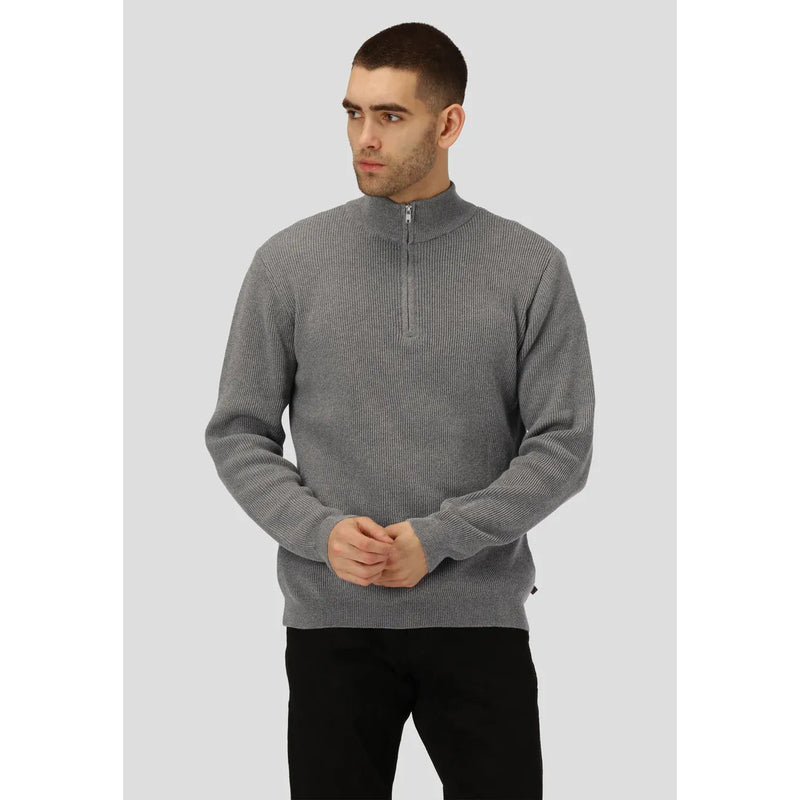 Mario Half Zip Knit Light Grey Melange