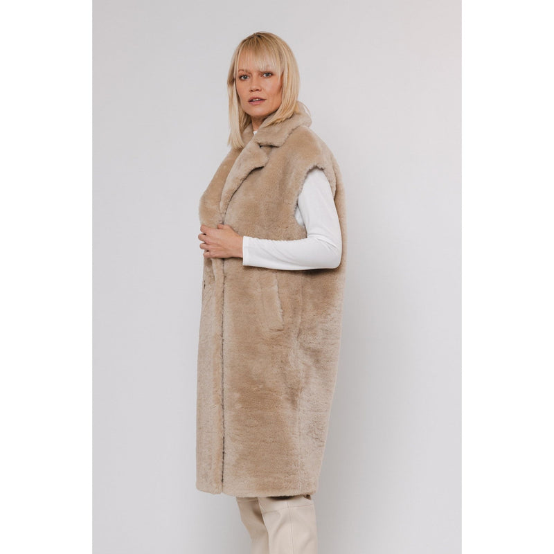 Mimo Double Breasted Faux Fur Waistcoat Birch