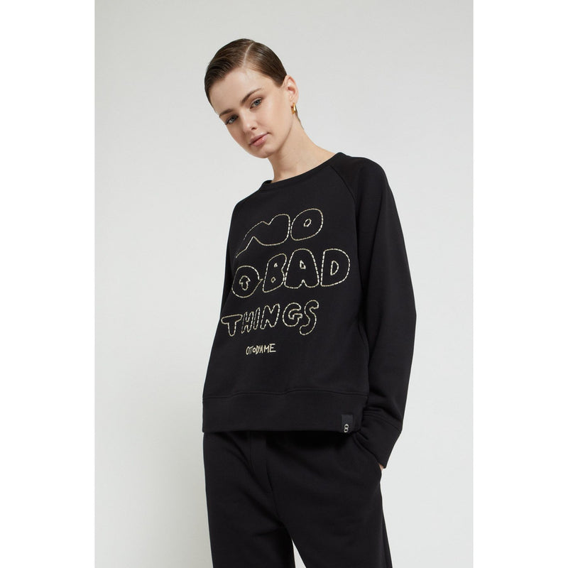 Sweatshirt with Embroidery Black
