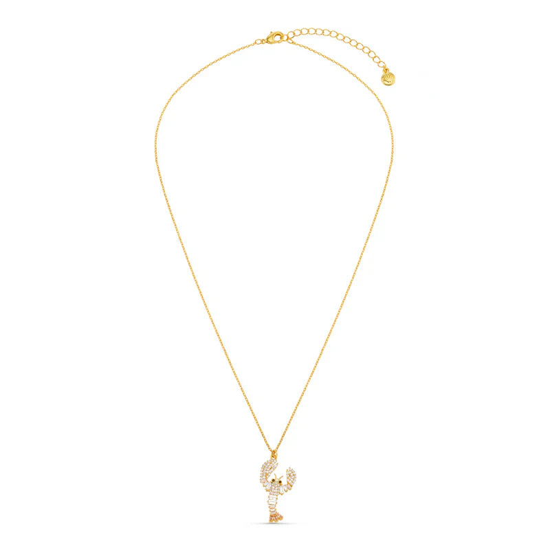 Embellished Lobster Charm Necklace Gold